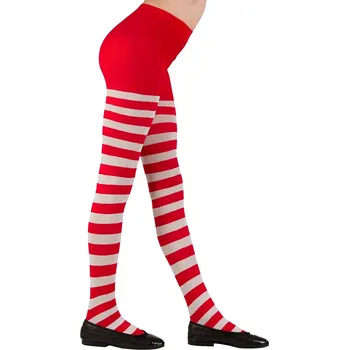 Dámské punčochy Dívčí pruhované punčocháče, červenobílé 75 DEN - Pro věk 7-10 let