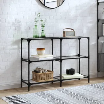 Obývací pokoj vidaXL Konzolový stolek průhledná skleněná deska 118,5x30x81 cm ocel