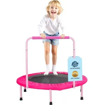 Trampolína Dětská trampolína VEVOR 36", 3 stopy dlouhá vnitřní i venkovní trampolína, skládací mini trampolína s rukojetí, skákací trampolína pro batolata, narozeninový dárek pro děti od 3 let, pro chlapce a dívky pro zábavu, růžová