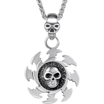 Přívěsek Ocelový přívěsek Skull Blade – Lebka v kole zkázy - Model BEZ ŘETÍZKU (pouze přívěsek)