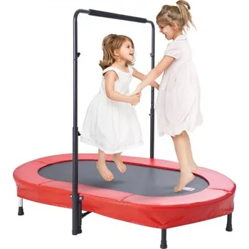 Trampolína Dětská trampolína VEVOR, 56x36 palců vnitřní i venkovní trampolína, skládací mini trampolína s rukojetí, skákací trampolína pro batolata, dárek k narozeninám pro děti od 3 let, pro chlapce a dívky pro zábavu, červená
