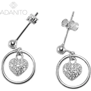 Náušnice Stříbrné náušnice srdíčka v kroužku