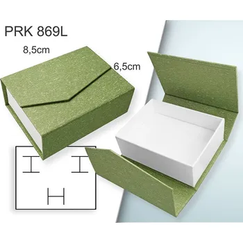 Dárková krabička Krabička na šperky. Materiál papír . Ozn. PRK 869L. Velikost 8,5x6,5cm. Barva Zeleno/Bílá s překlopem