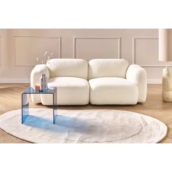 Pohovka 3místná pohovka krémově bílá buklé čalounění dřevěné nohy s podložkami obývací pokoj skandinávský styl Beliani