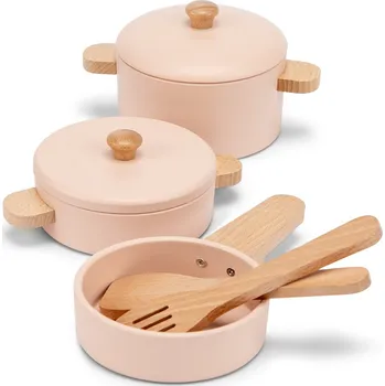 Dětská kuchyňka Woet Sada dětského dřevěného nádobí - růžová