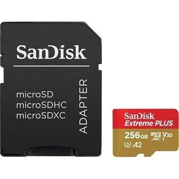 Ukládání dat Sandisk Paměťová karta Extreme PLUS microSDXC 256GB 200MB/s / 140MB/s A2 C10 V30 UHS-I U3, s adaptérem