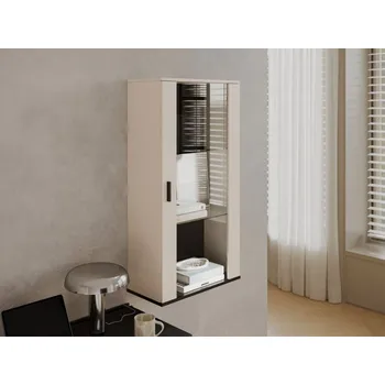 Nábytek Vitrína závěsná Boho B2, Osvětlení: osvětlení LED - modré, Barva: kašmír / kašmír + černá MIRJAN 5903211456824