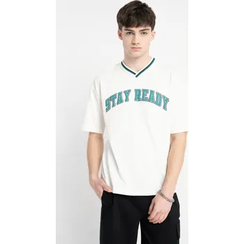 Chlapecké tričko Reporter Young | Chlapecké krémové tričko s potiskem "STAY READY" ve stylu koláže - Barva KRÉMOVÁ, Velikost 146 251-0440B-69-210-1