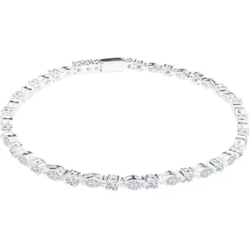 Náramek Stříbrný náramek 925 - střídající se kulatá a zrnitá očka, kubické zirkony