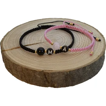 Náramek WUX Obsidian & Růže Touch Dámský náramek: Červená tmavá, Pánský náramek: Bílá