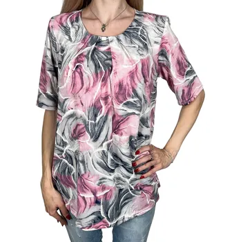 Dámská halenka Fomar Dámská růžová halenka s krátkým rukávem KIRA Barva: Růžová, Velikost: L