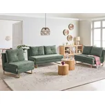 Obývací sedací souprava světle zelená látkové čalounění 3místná 2místná 1místná pohovka pro 6 osob rozkládací funkce spaní obývací pokoj Beliani