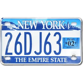 Plechová cedule Americká SPZ New York Empire 26DJ63 moto