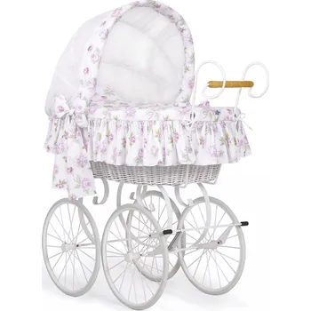 košík pro miminko Proutěný retro koš My Sweet Baby Mia - Bílý podvozek
