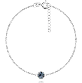 Náramek Stříbrný náramek 925 - Swarovski křišťál modré barvy, podlouhlá očka