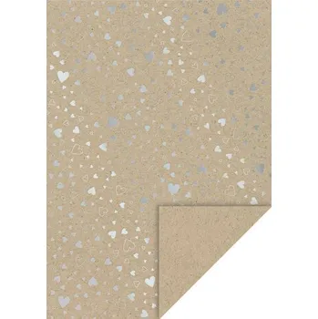 Barevný papír Natur papír A4, 220 g, stříbrná srdce, 10 listů