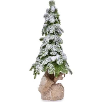 Vánoční stromek SNĚHOVÝ SMRK GRANDE | Zasněžený stojící stromek s jutovým podstavcem | 80 cm Dedra