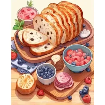 Diamantové malování Diamantové malování/Homfun - Sladká snídaně + perleťové kamínky