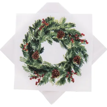 Papírový ubrousek Servírovací ubrousky věnec 33 x 33 cm Vánoční