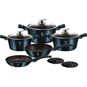 Hrnec Berlingerhaus Sada nádobí s mramorovým povrchem 10 ks Aquamarine Metallic Line