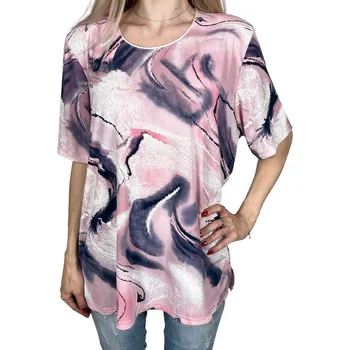 Dámská halenka Fomar Dámská růžová halenka s krátkým rukávem JINA Barva: Růžová, Velikost: 4XL