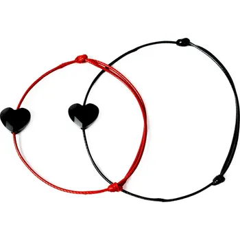 Náramek WUX Swarovski Srdce Pair Dámský náramek: Tyrkysová, Pánský náramek: Černá