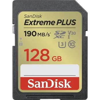 Ukládání dat Sandisk Paměťová karta Extreme PLUS SDXC 128GB 190MB/s and 90MB/s, UHS-I, Class 10, U3, V30
