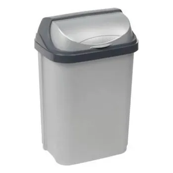 Odpadkový koš koš odp.10l RASMUS, stříbrný, zasouv.víko, 25,5x19x39cm, plast