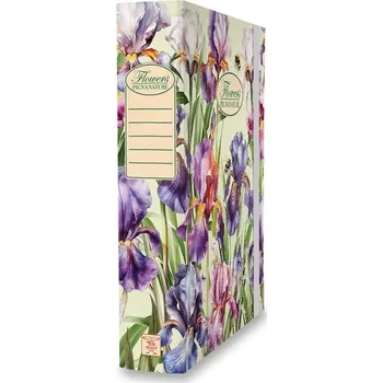 Box Pigna Nature Flowers - A4, hřbet 70 mm, mix motivů, Motiv Kosatce na smetanovém podkladu