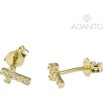 Náušnice Zlaté náušnice křížky se zirkony