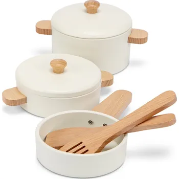 Dětská kuchyňka Woet Sada dětského dřevěného nádobí - bílá