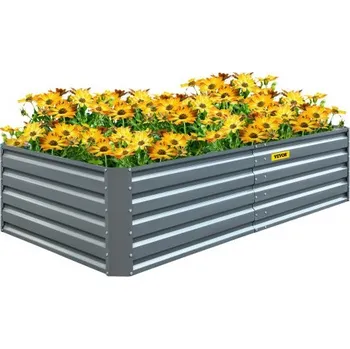 Vyvýšený záhon Pozinkovaný vyvýšený záhon VEVOR, kovový květináč 80" x 40" x 19", sada pro vyvýšený záhon z šedé oceli, venkovní květináče pro pěstování zeleniny, květin, ovoce, bylin a sukulentů