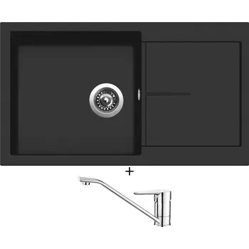 Granitový dřez Granitový dřez SET Sinks INFINITY 860 nanoblack + Deante CORIO BFC 060M chrom