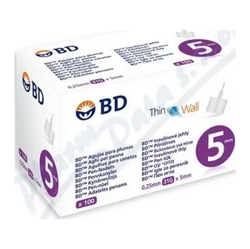 Injekční jehla BD jehličky k inz.perům 5mm 31G tenkostěnné 100ks