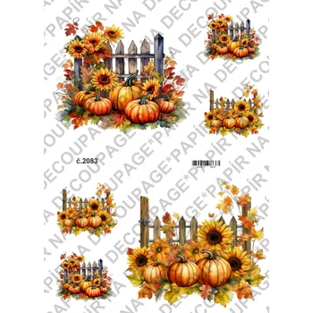 Umělecký papír Rýžový a soft papír na decoupage - Slunečnice u plotu - KB02083 Materiál: Soft, Rozměr: A4