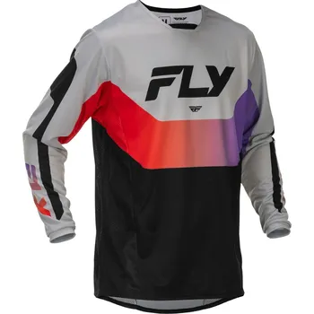 Moto dres Motokrosový dres FLY Racing Kinetic USA šedo-červeno-fialovo-černý M
