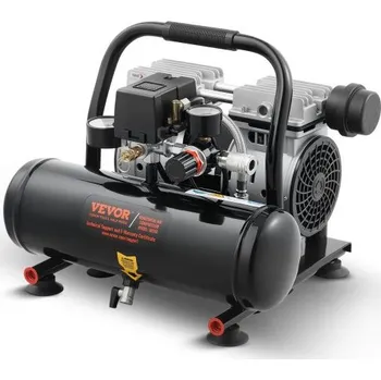 Kompresor Vzduchový kompresor VEVOR, ocelová nádrž o objemu 1 galonu, bezolejový vzduchový kompresor 1HP 1,5 CFM 7bar a max. tlak 120 PSI, ultra tichý přenosný kompresor 68 dB, pro opravy automobilů, huštění pneumatik, stříkání laku