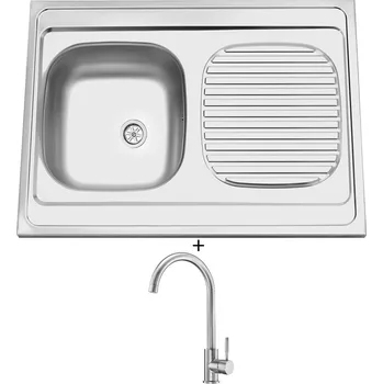 Kuchyňský dřez Nerezový dřez SET Sinks CLP-A 800 M 0,5mm matný + Deante LIMA BBM F62M nerez