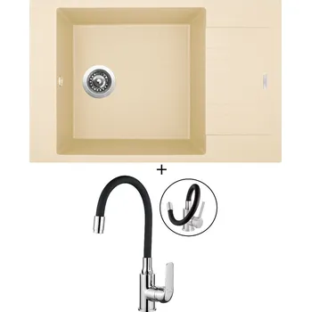 Granitový dřez Granitový dřez SET Sinks VARIO 780 sahara + Kuchinox ELZA BKE 761 chrom/černá