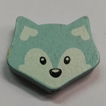 Dětské navlékací korálky Dřevěné korálky - liška světle modrá - 23x27mm - 1ks