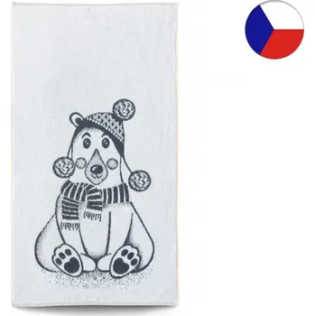 Vánoční osuška 75x150 ZARA 450g Lední medvěd modrý