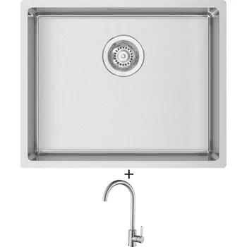 Nerezový dřez Nerezový dřez SET Sinks BOX 540 RO 1mm kartáčovaný + Laveo BONA BAB 268D nerez