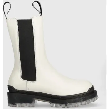 Dámská zimní obuv Kožené kotníkové boty Karl Lagerfeld Biker Ii dámské, bílá barva, na plochém podpatku KL41680.011 00X, EUR 38