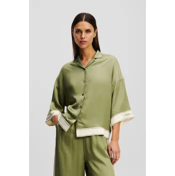 HALENKA KARL LAGERFELD PRINTED BLOUSE OIL GREEN