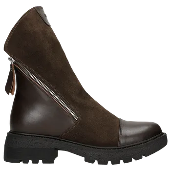 Dámské polobotky Hnědé Kotníčkové Boty Z Kombinovaných Kůží Se Zipem Na Straně Wojas 5524672 38
