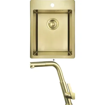 Nerezový dřez Nerezový dřez SET Deante OLFATO ZPO R10E zlatá + Deante SILIA BQS R73M zlatá nerez