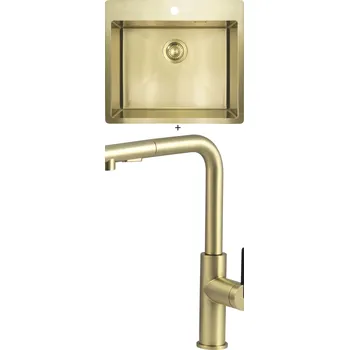 Nerezový dřez Nerezový dřez SET Deante OLFATO ZPO R10B zlatá + Deante MOMI BKM R73M nerez zlatá