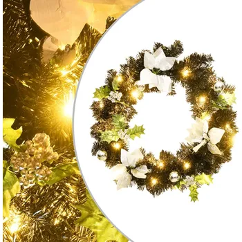 Vánoční dekorace vidaXL Vánoční věnec s LED diodami černý 60 cm PVC