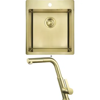 Nerezový dřez Nerezový dřez SET Deante OLFATO ZPO R10A zlatá + Deante SILIA BQS R73M zlatá nerez