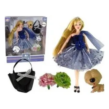 Lalka Emily z pieskiem torebką kwiatami